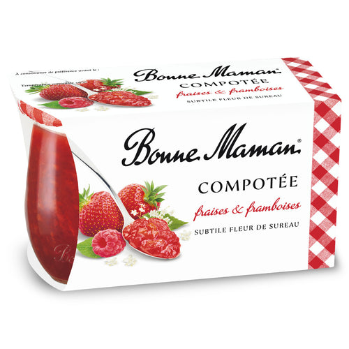 Compotée de Fraises & Framboises subtile Fleur de Sureau - Bonne Maman FR - 1